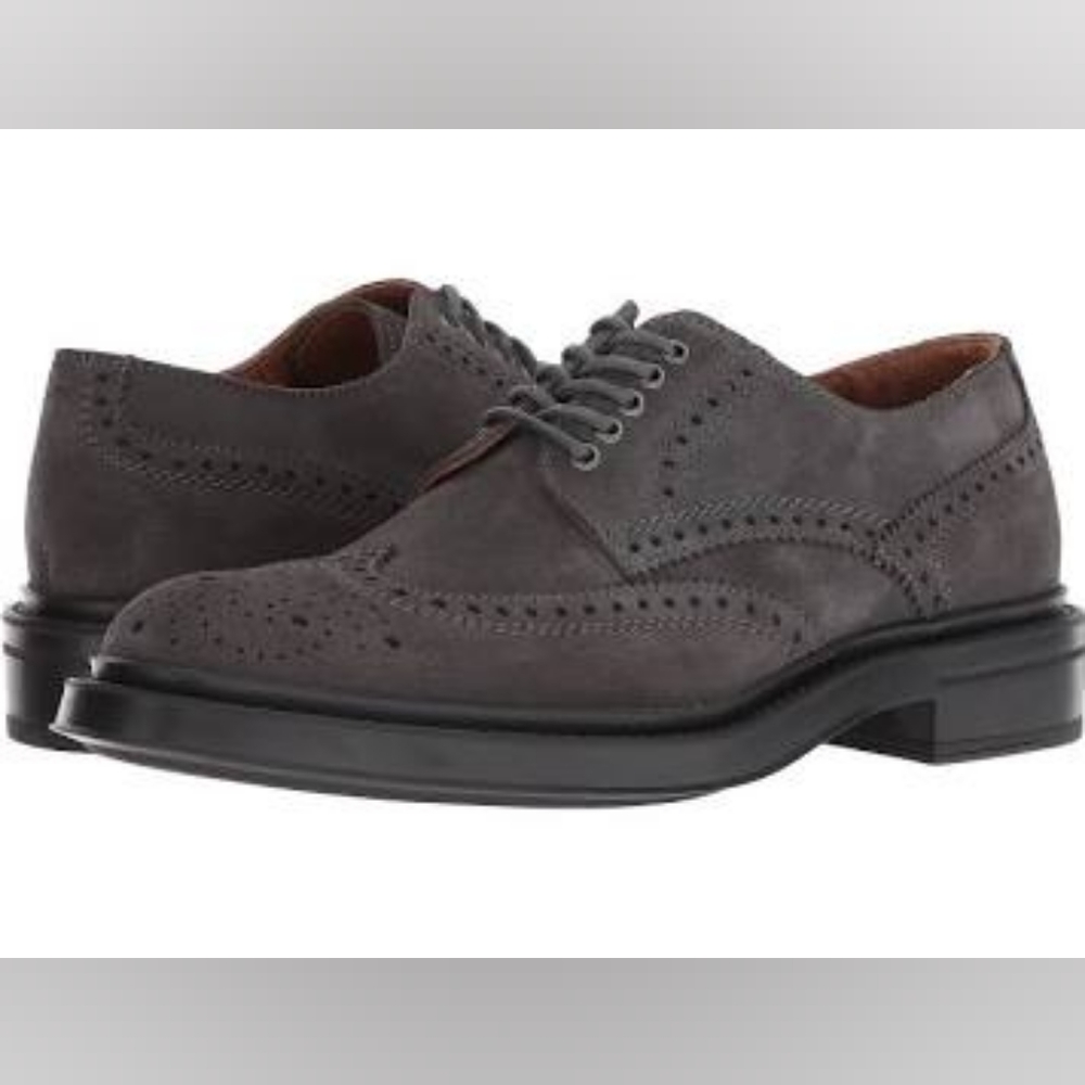 Aquatalia Landon Weatherproof Wingtip Oxford Suede Shoes /Charcoal